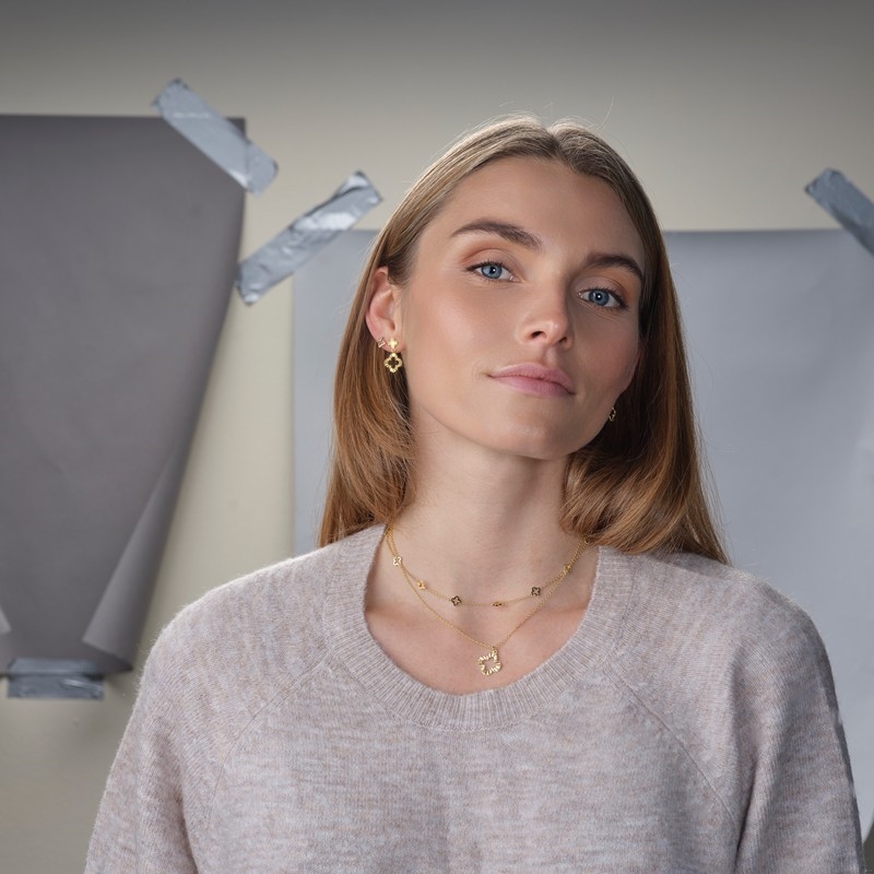 Nordahl Jewellery  Forgyldt sølv ørehængere CLOVERA52